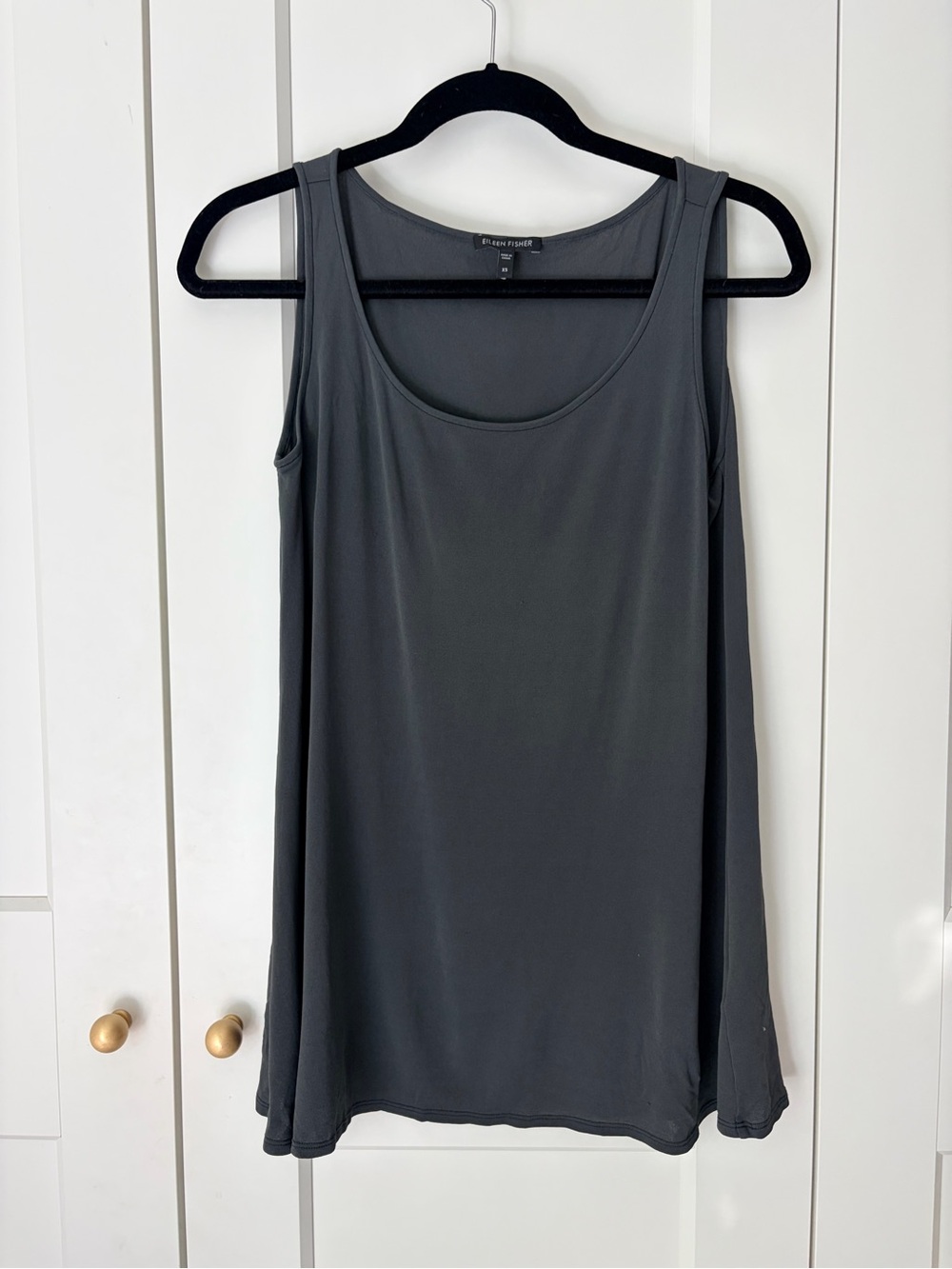 Eileen Fisher Grey Silk Scoop Neck Tank Top | XS